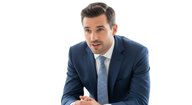 Man in a blue suit isolated on transparent background