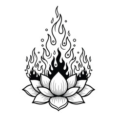 Sacred fire lotus tattoo design spiritual symbol mystical flame blooming enlightenment