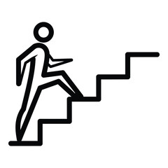 Silhouette of a person climbing up stairs symbolizing progress achievement and career advancement goals