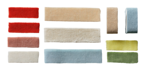 Rectangular swatches of various muted colors