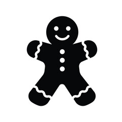 Black gingerbread man icon with white dots and wavy lines