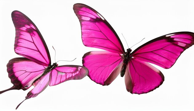 pink butterflies flying isolated on white background cut out - Powered by Adobe