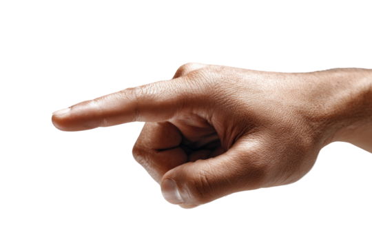 Close-up of a hand pointing outward - Powered by Adobe