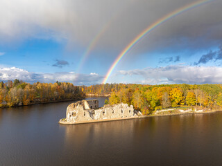 Koknese castle ruins in autumn
