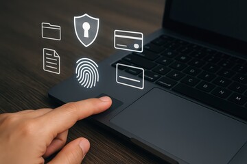 Fingerprint scanning secures data and financial transactions on laptop