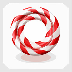 Rote Zuckerstange mit wei&szlig;er Spirale