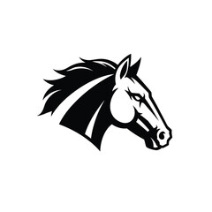 Black horse head profile graphic illustration white background