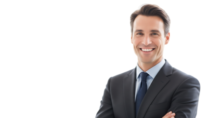 Smiling businessman in a suit isolated on transparent background