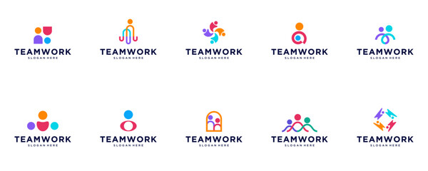Fototapeta premium human icon set, teamwork symbol, leadership, work partner, vector graphic illustration.