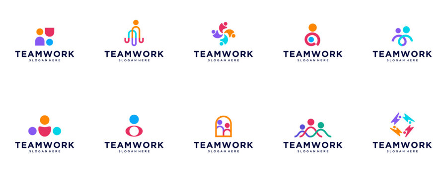 human icon set, teamwork symbol, leadership, work partner, vector graphic illustration.
