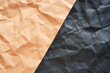 wrinkled paper texture background, black and orange paper overlay background