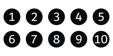 simple bullet point number icon set 1 to 10.