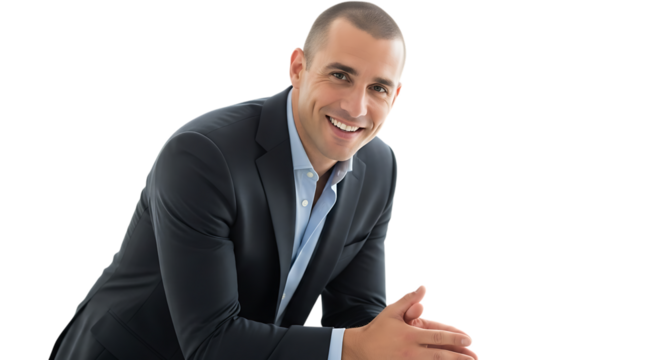 Smiling businessman in a suit isolated on transparent background