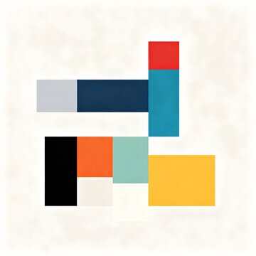 Colorful geometric blocks arranged abstractly
