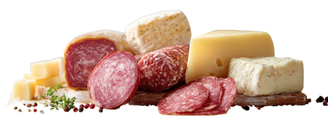 Assorted cured meats and cheeses displayed
