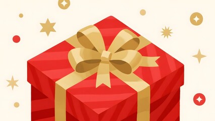 Fototapeta premium Red gift box with gold ribbon