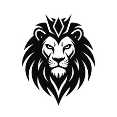 Fototapeta premium Black lion head with crown graphic white 1