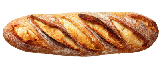 A long loaf of crusty bread with deep slashes