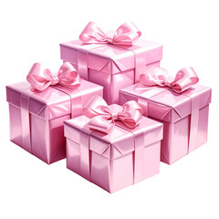 Obraz premium niedliche Geschenke in pink, transparenter Hintergrund, png