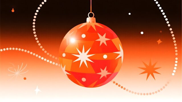 Red ornament with star patterns hanging