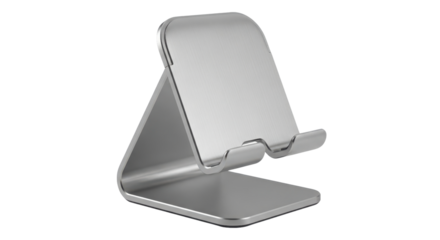 Silver colored phone holder isolated PNG with Transparent Background