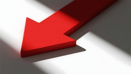 Red arrow pointing downward on white surface