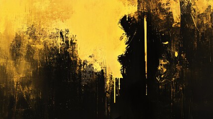 Abstract, textured background with streaks of bright yellow against a dark, smudged base