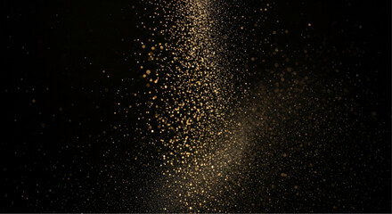 Obraz premium Abstract golden particles cascade gracefully against a dark backdrop, creating a captivating display of light and texture. Perfect for evoking luxury, elegance. vector illustration