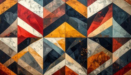 Geometric pattern of layered triangles in vibrant colors (1)