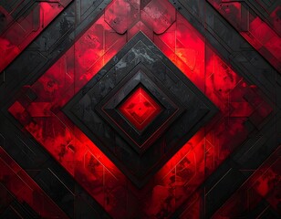 Geometric, red, black, glowing, pattern