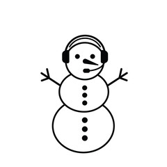 Black outline snowman wearing headset and microphone
