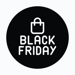 Black Friday Shopping Bag Icon &mdash; Isolated Circular Style Vector Icon