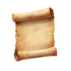 Aged scroll of parchment, rolled and displayed