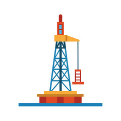 Oil Drilling Rig Tower with Crane and Platform Keywords: oil rig, drilling rig, oil derrick