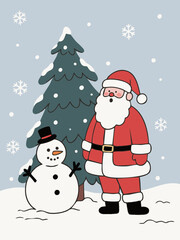 Naklejka premium Simple illustration of Santa Claus. Vintage. Christmas. Cute. Holiday season.