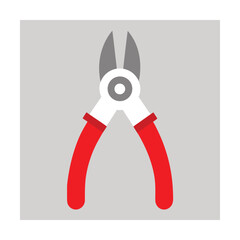 Red and White Pliers Tool on Grey Background cutters