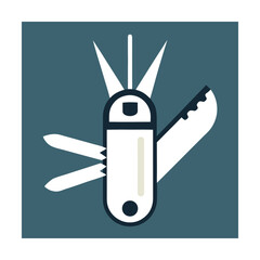 Swiss Army Knife Icon with Multiple Tools Extended Keywords: swiss army knife, multi-tool, knife