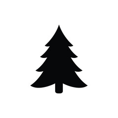 Black pine tree silhouette on white background vector