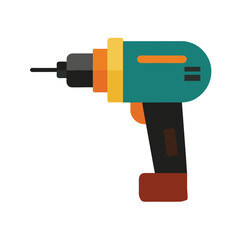 Teal and orange cordless drill on white background Keywords: drill, cordless drill, power tool, D