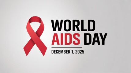 World aids day red ribbon awareness december 1st event message typography