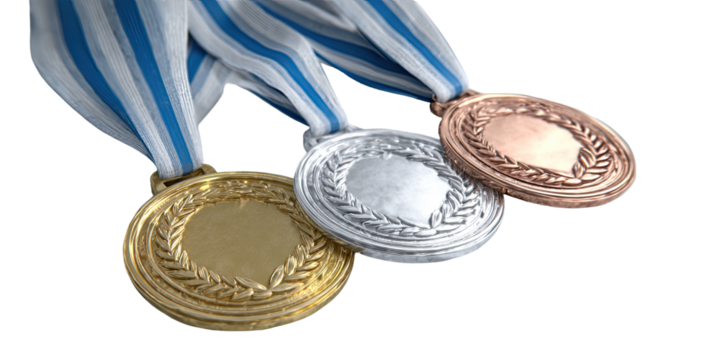 Three medals with ribbons (2)