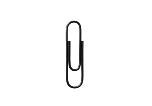 Shiny metal paperclip isolated on transparent background