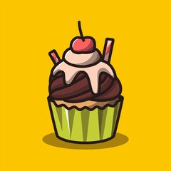 Cute Cupcake Vector Illustration for Dessert, Bakery, and Food Design Projects
