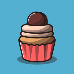 Cute Cupcake Vector Illustration for Dessert, Bakery, and Food Design Projects