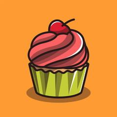 Cute Cupcake Vector Illustration for Dessert, Bakery, and Food Design Projects