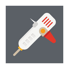 White Hot Glue Gun with Red Trigger on Gray Background