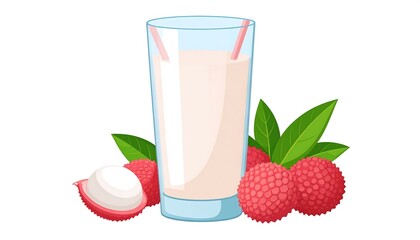 Glass of lychee smoothie, fresh fruit