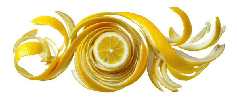 Lemon zest swirls in a circular design