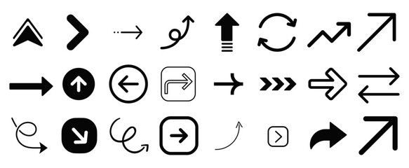 Collection of Diverse Arrow Icons and Symbols