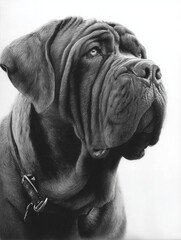 Graphite drawing of a Neopolitan Mastiff dog


